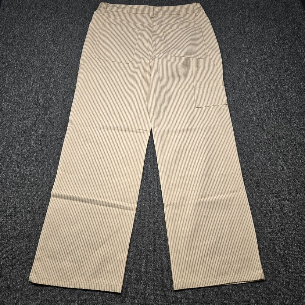 Cali 1850 Womens Pants 11 Tan Brown Striped Wide Leg High Rise Boho Juniors - Picture 2 of 16